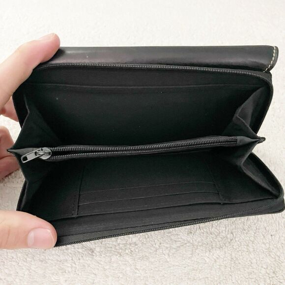 Dopp Black Leather Wallet Silver Snap Designer Old Money Chic - Picture 11 of 15